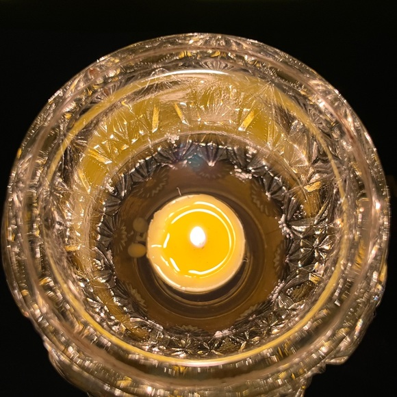 Vintage Avon Starburst Diamond-Cut Heavy Clear Crystal Candle Holder/Candy Dish - Picture 2 of 11